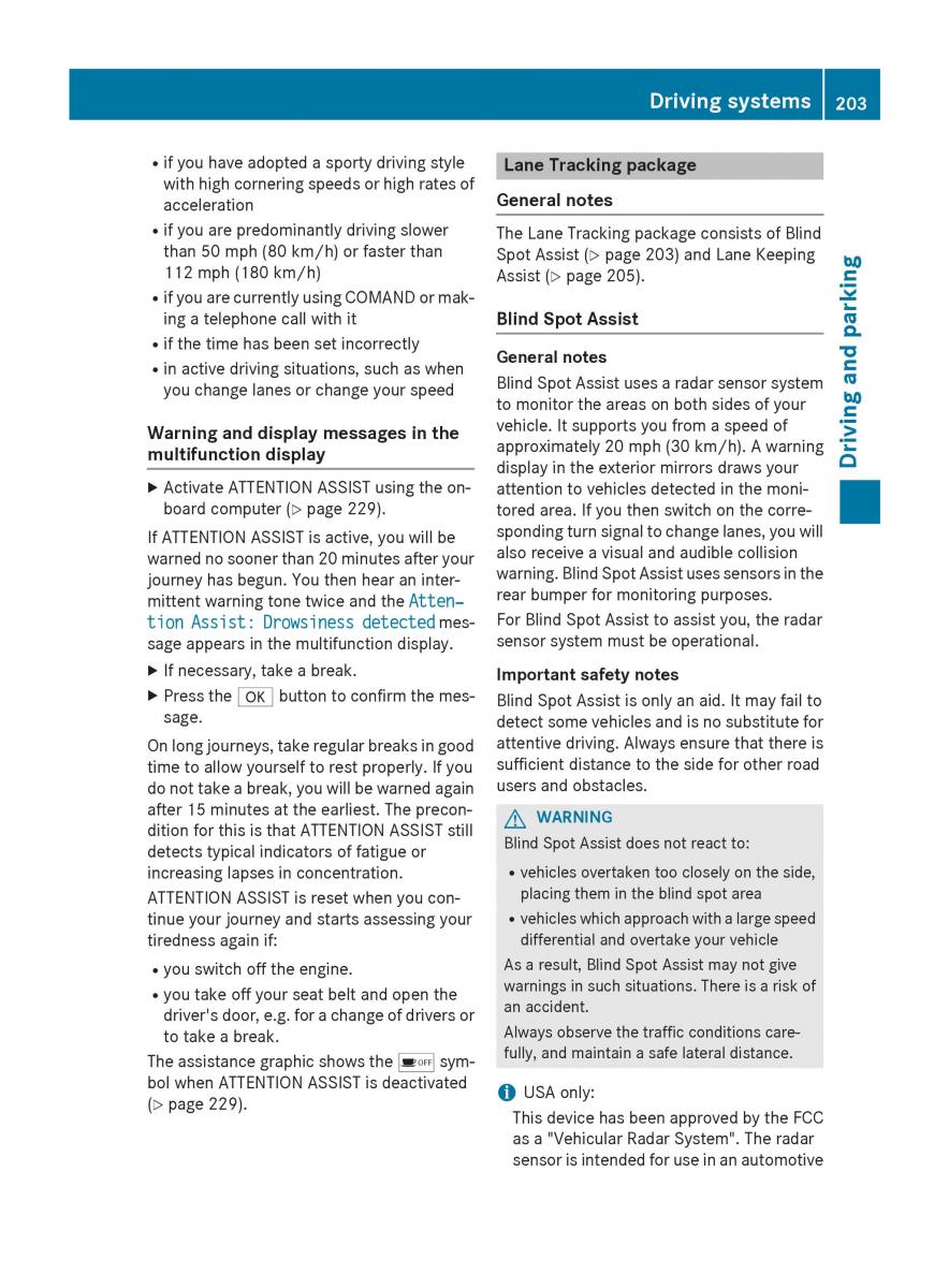 Mercedes Benz GLK Class X204 owners manual / page 205