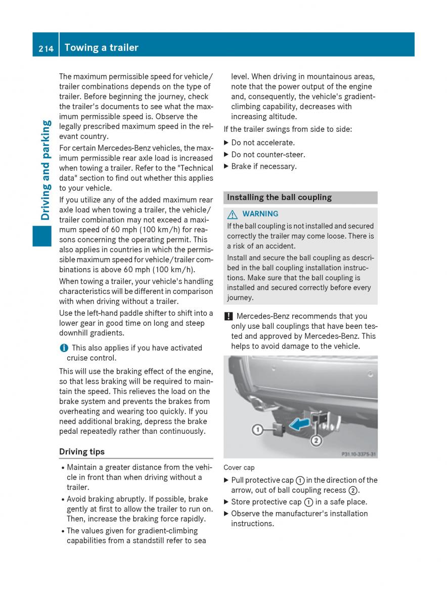 Mercedes Benz GLK Class X204 owners manual / page 216