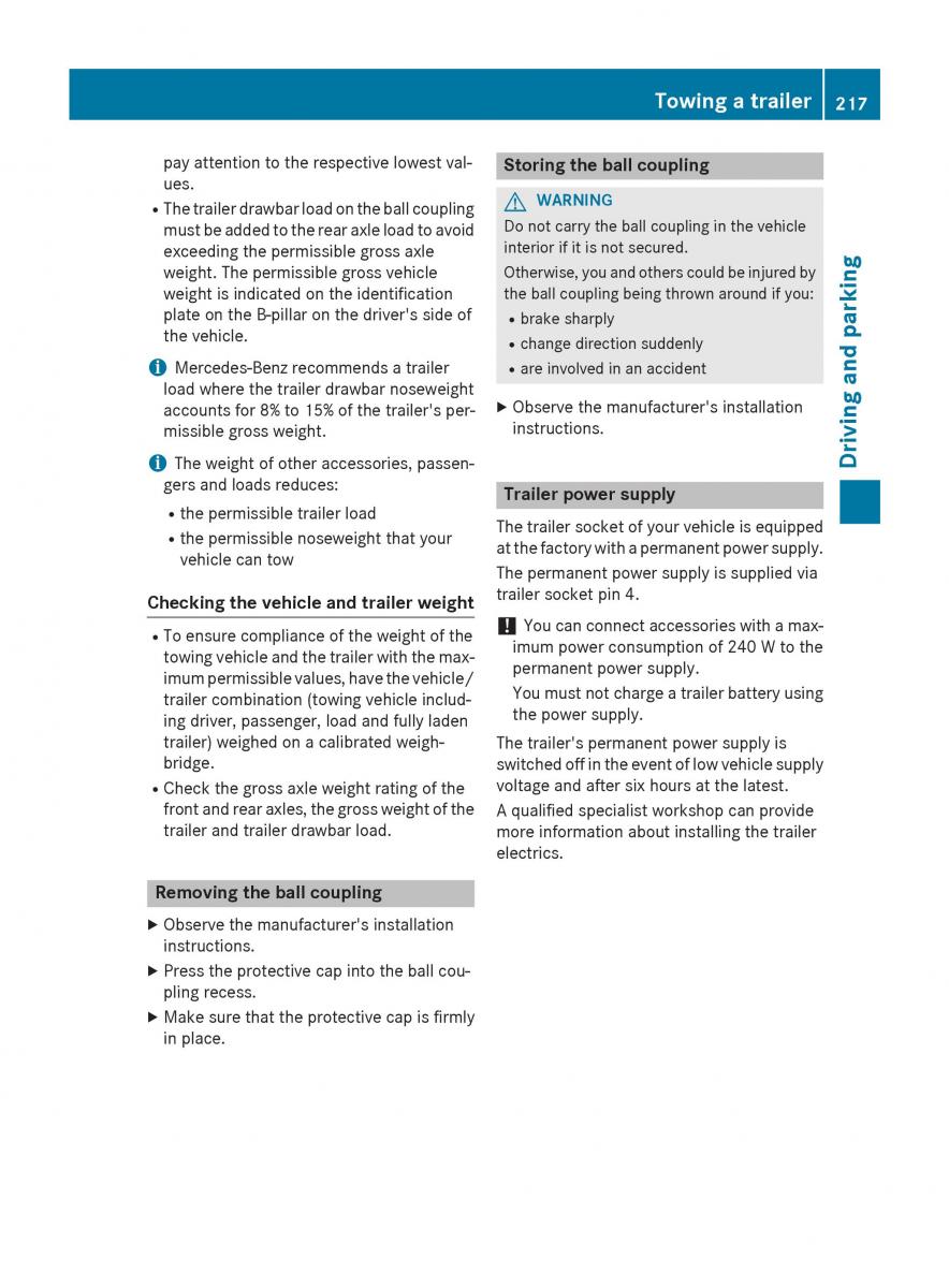 Mercedes Benz GLK Class X204 owners manual / page 219