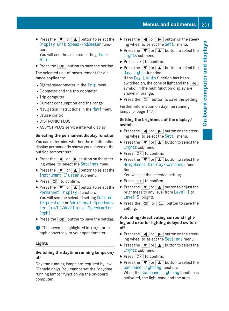 Mercedes Benz GLK Class X204 owners manual / page 233