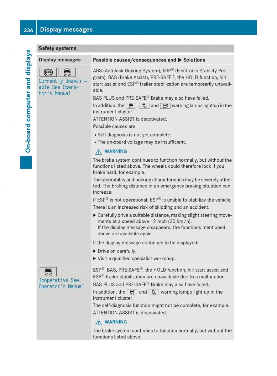 Mercedes Benz GLK Class X204 owners manual / page 238