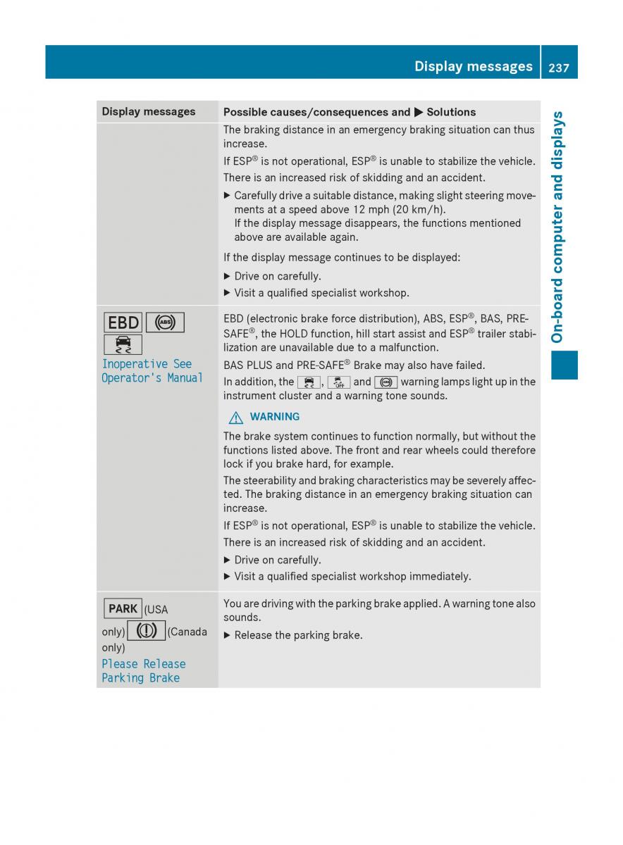 Mercedes Benz GLK Class X204 owners manual / page 239