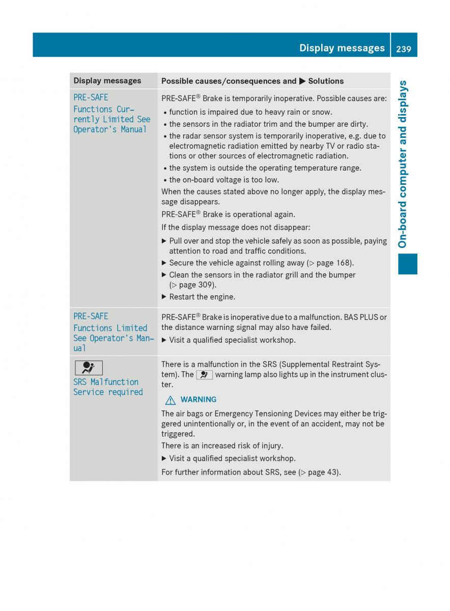 Mercedes Benz GLK Class X204 owners manual / page 241