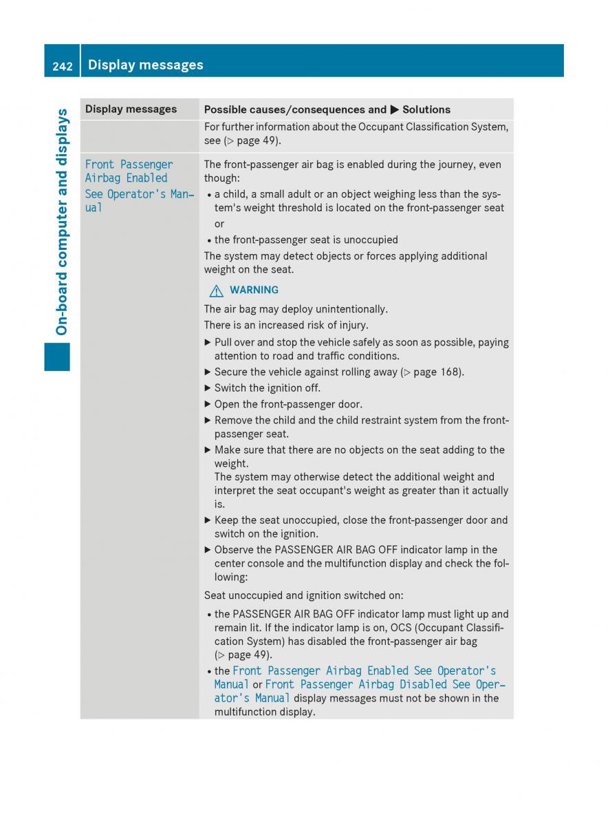 Mercedes Benz GLK Class X204 owners manual / page 244