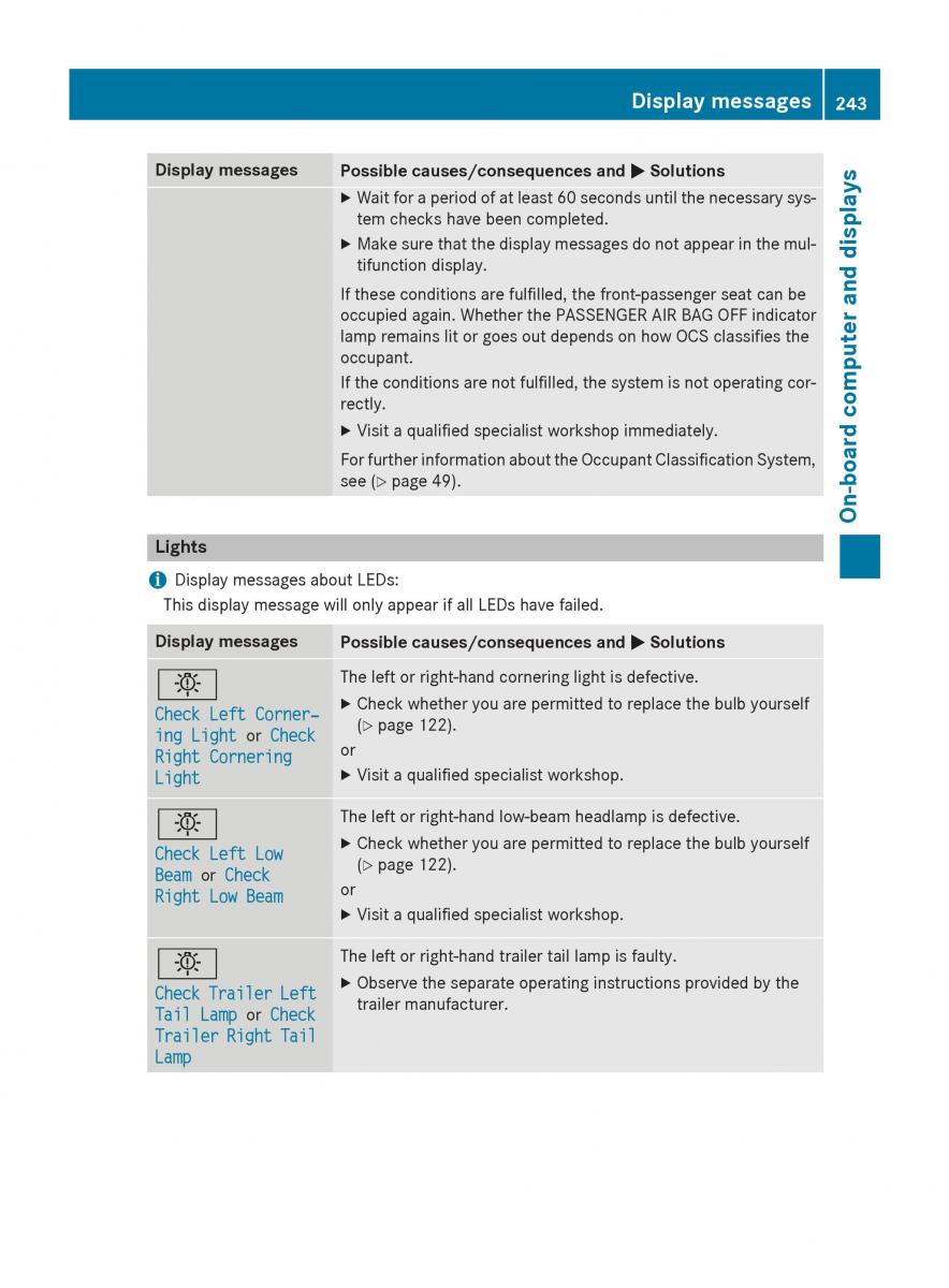 Mercedes Benz GLK Class X204 owners manual / page 245