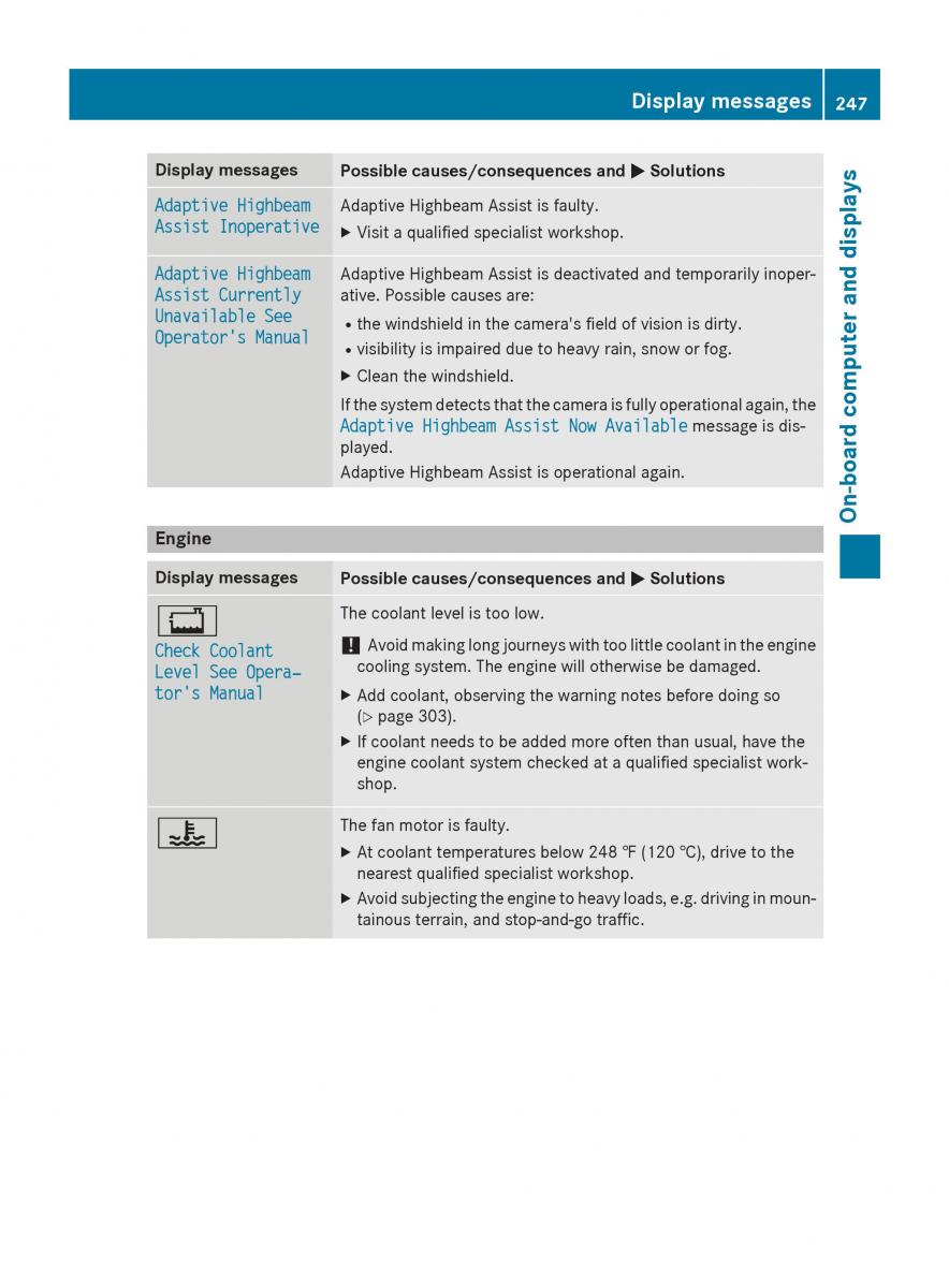 Mercedes Benz GLK Class X204 owners manual / page 249