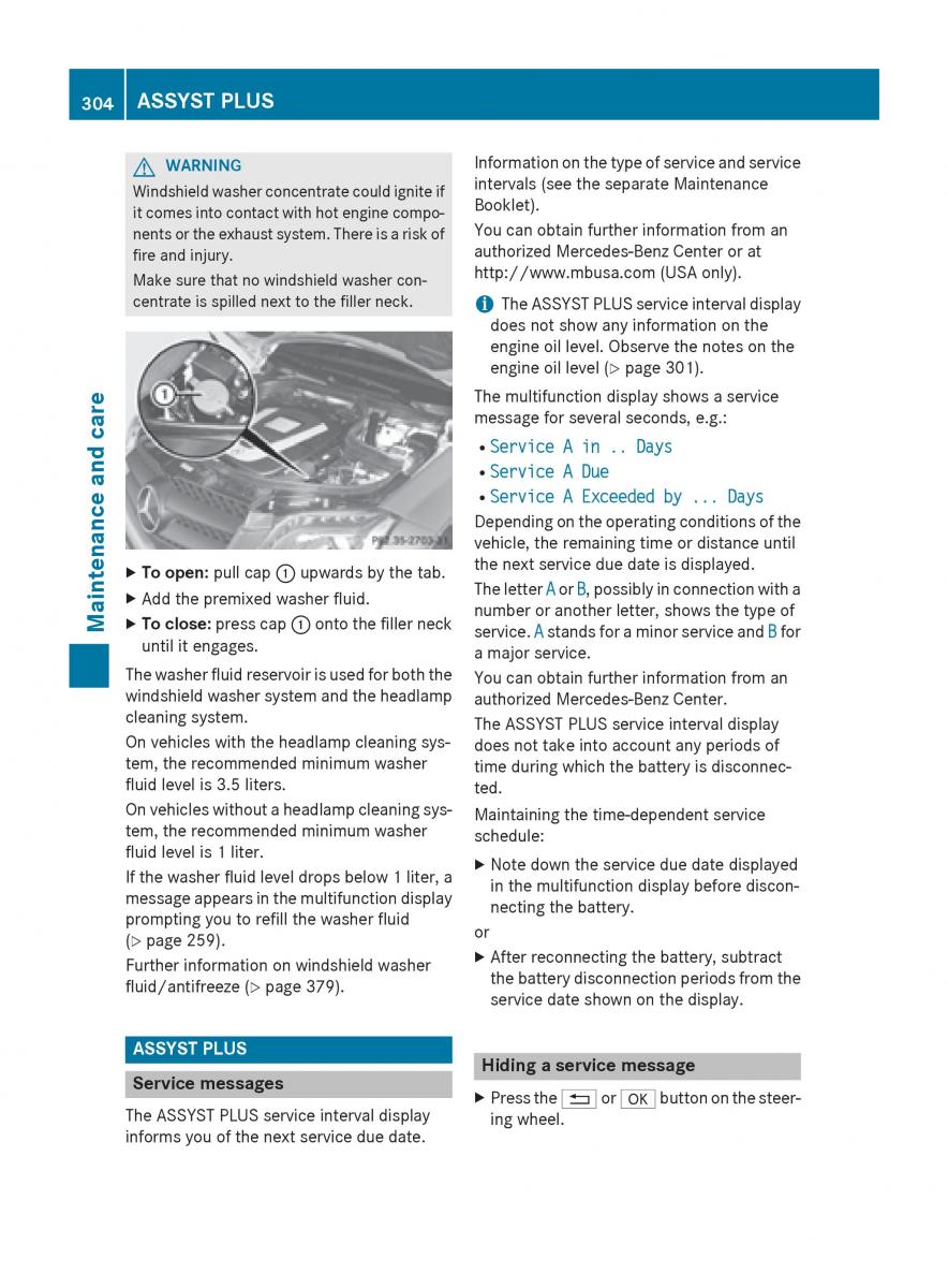 Mercedes Benz GLK Class X204 owners manual / page 306