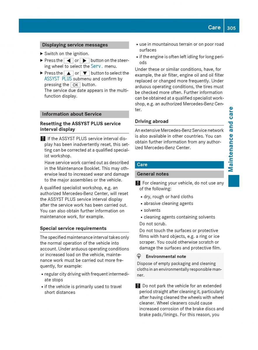 Mercedes Benz GLK Class X204 owners manual / page 307