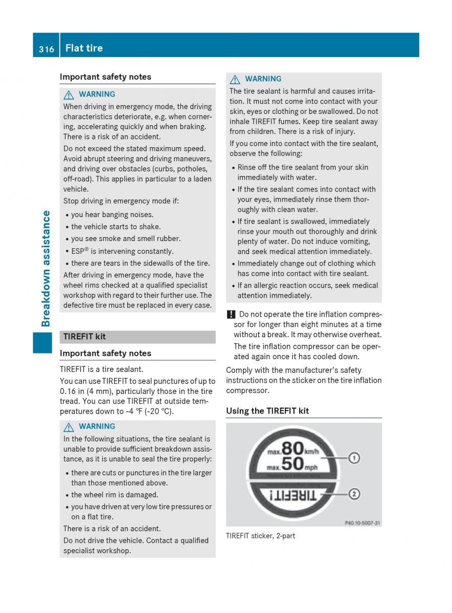 Mercedes Benz GLK Class X204 owners manual / page 318