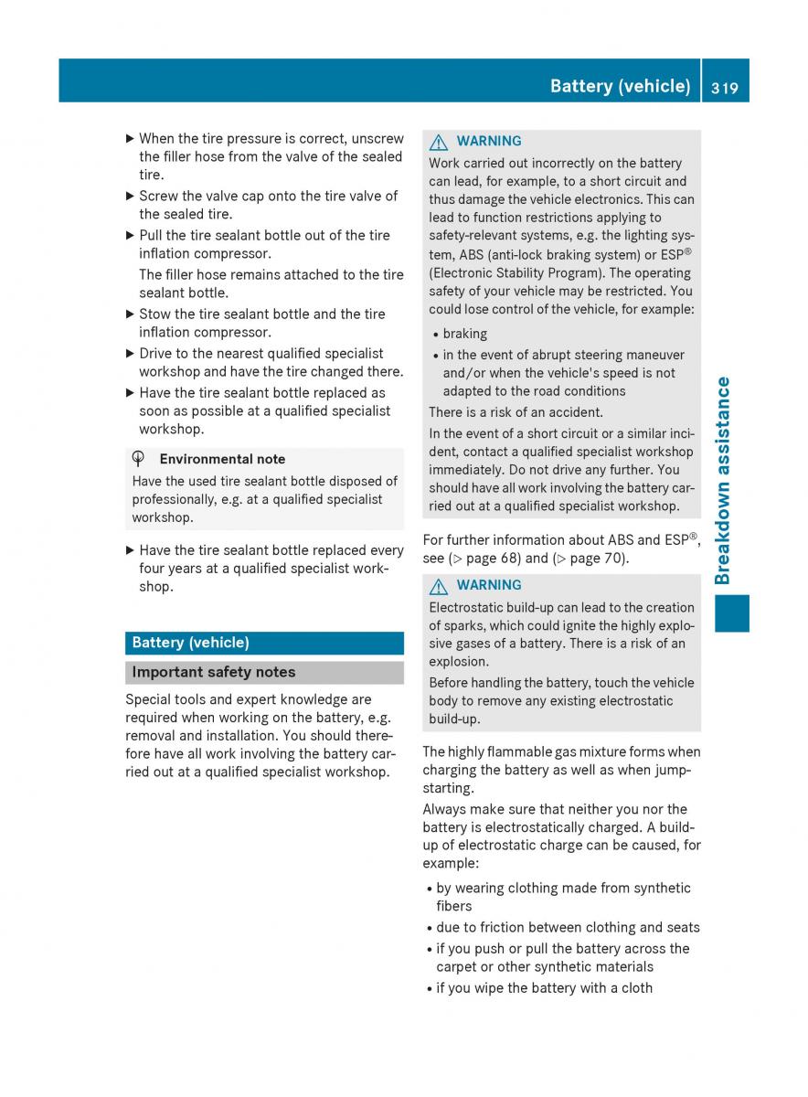 Mercedes Benz GLK Class X204 owners manual / page 321