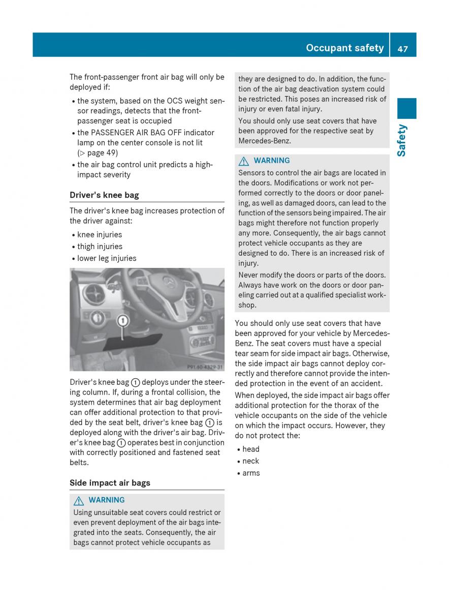 Mercedes Benz GLK Class X204 owners manual / page 49