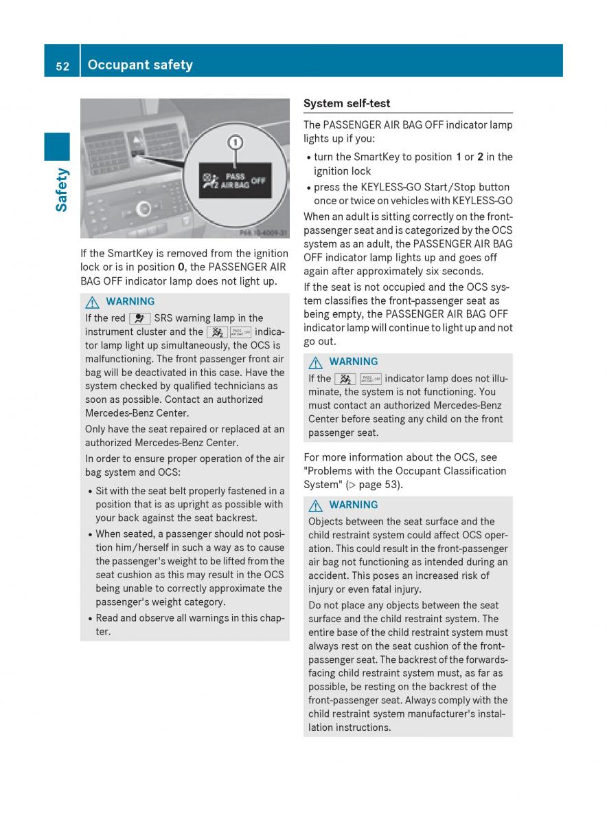 Mercedes Benz GLK Class X204 owners manual / page 54