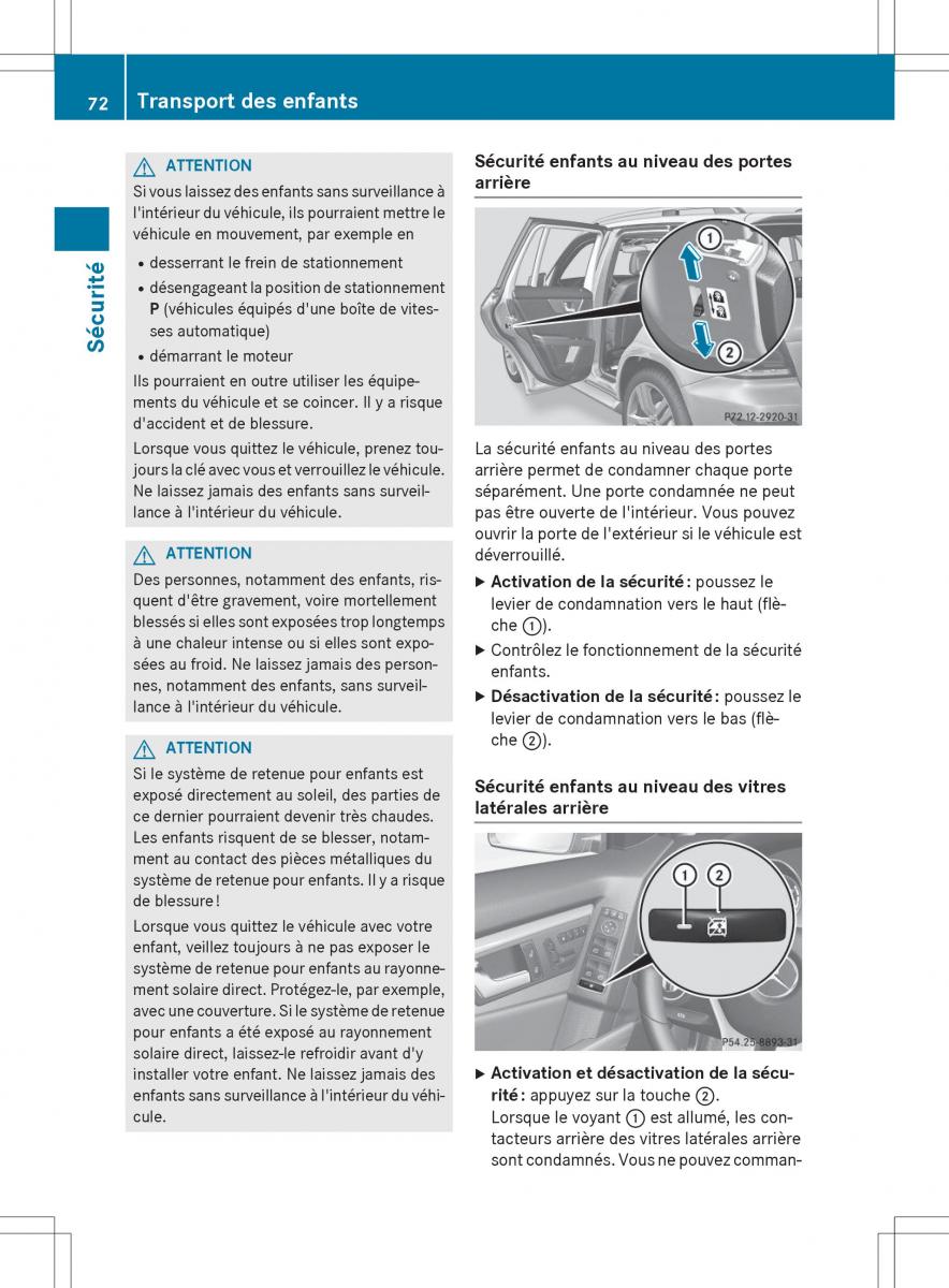 Mercedes Benz GLK Class X204 manuel du proprietaire / page 74