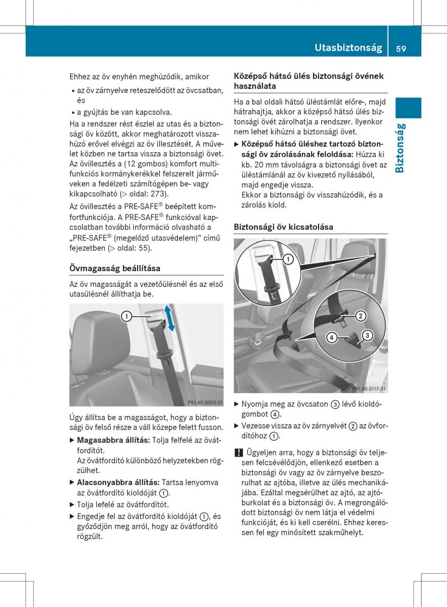 Mercedes Benz GLK Class X204 Kezelesi utmutato / page 61