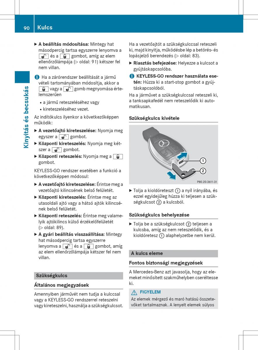 Mercedes Benz GLK Class X204 Kezelesi utmutato / page 92