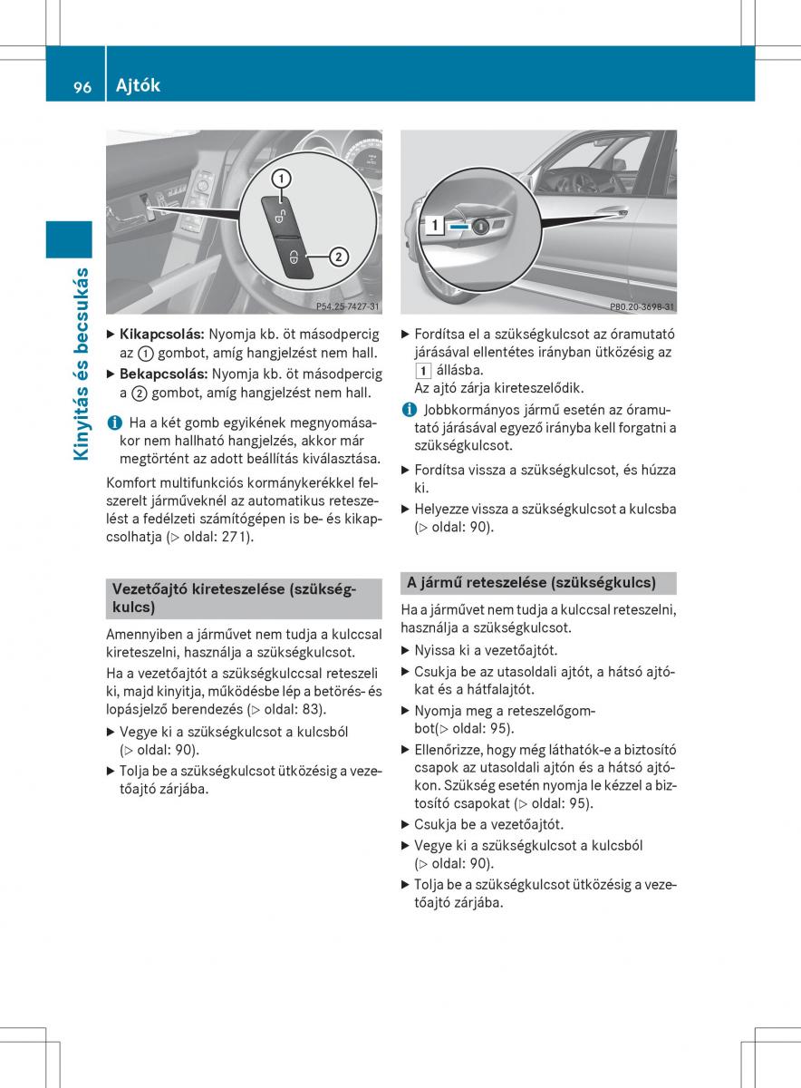 Mercedes Benz GLK Class X204 Kezelesi utmutato / page 98