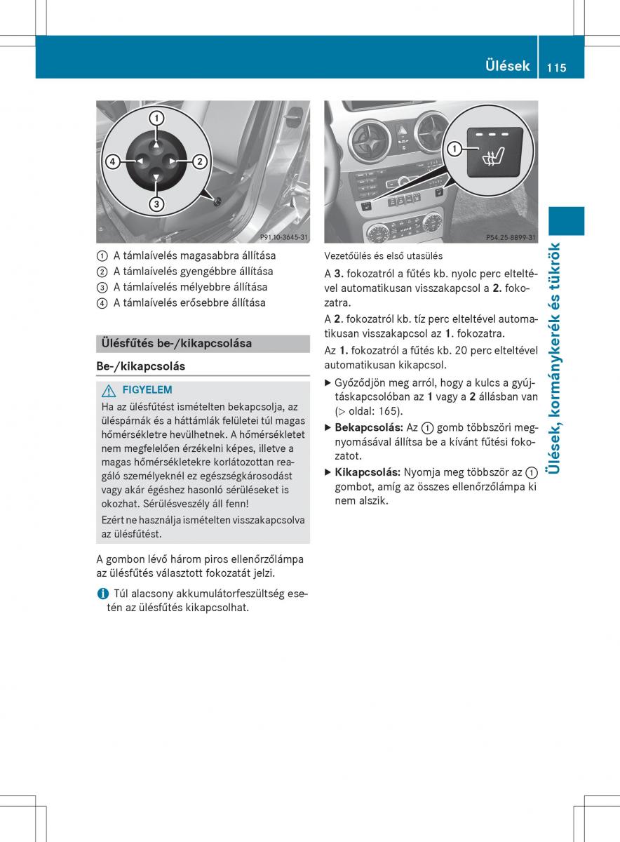 Mercedes Benz GLK Class X204 Kezelesi utmutato / page 117