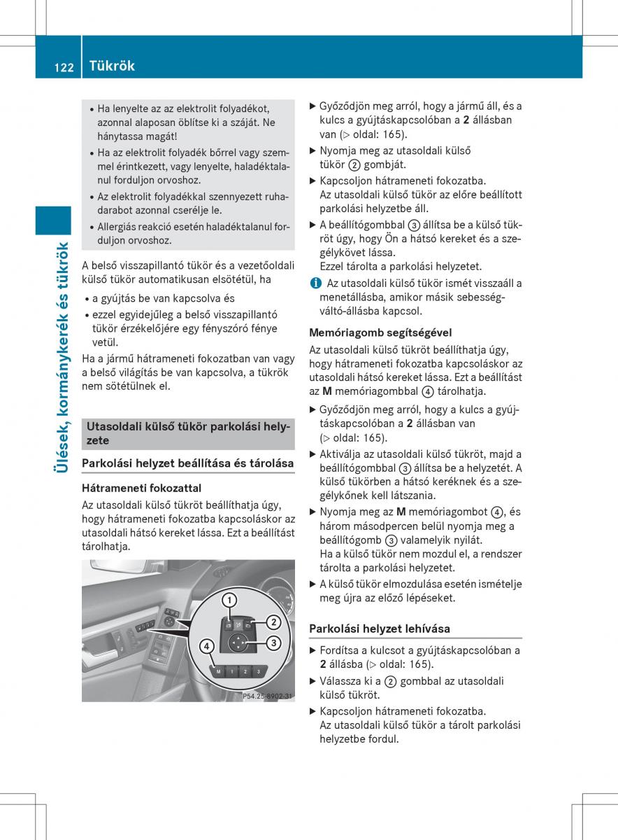 Mercedes Benz GLK Class X204 Kezelesi utmutato / page 124