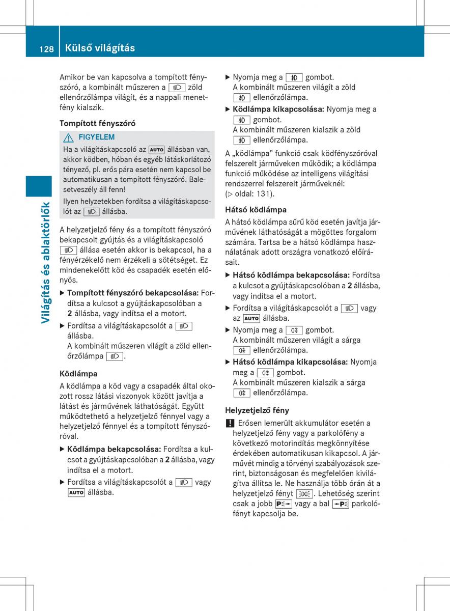 Mercedes Benz GLK Class X204 Kezelesi utmutato / page 130