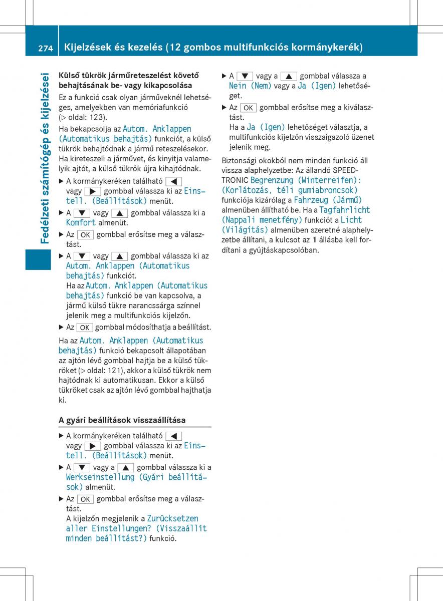 Mercedes Benz GLK Class X204 Kezelesi utmutato / page 276