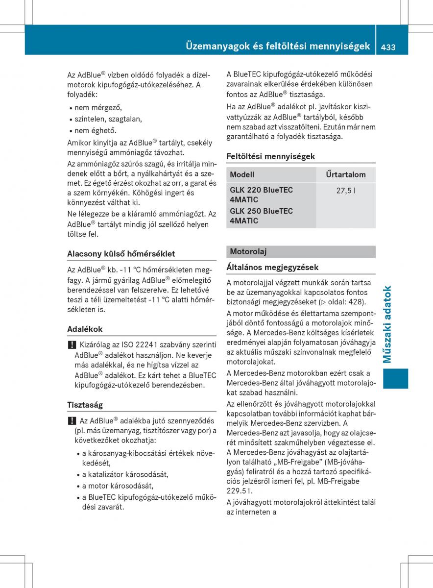 Mercedes Benz GLK Class X204 Kezelesi utmutato / page 435