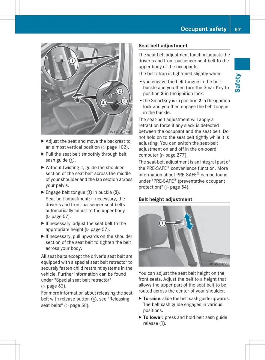 Mercedes Benz ML Class W166 owners manual / page 59