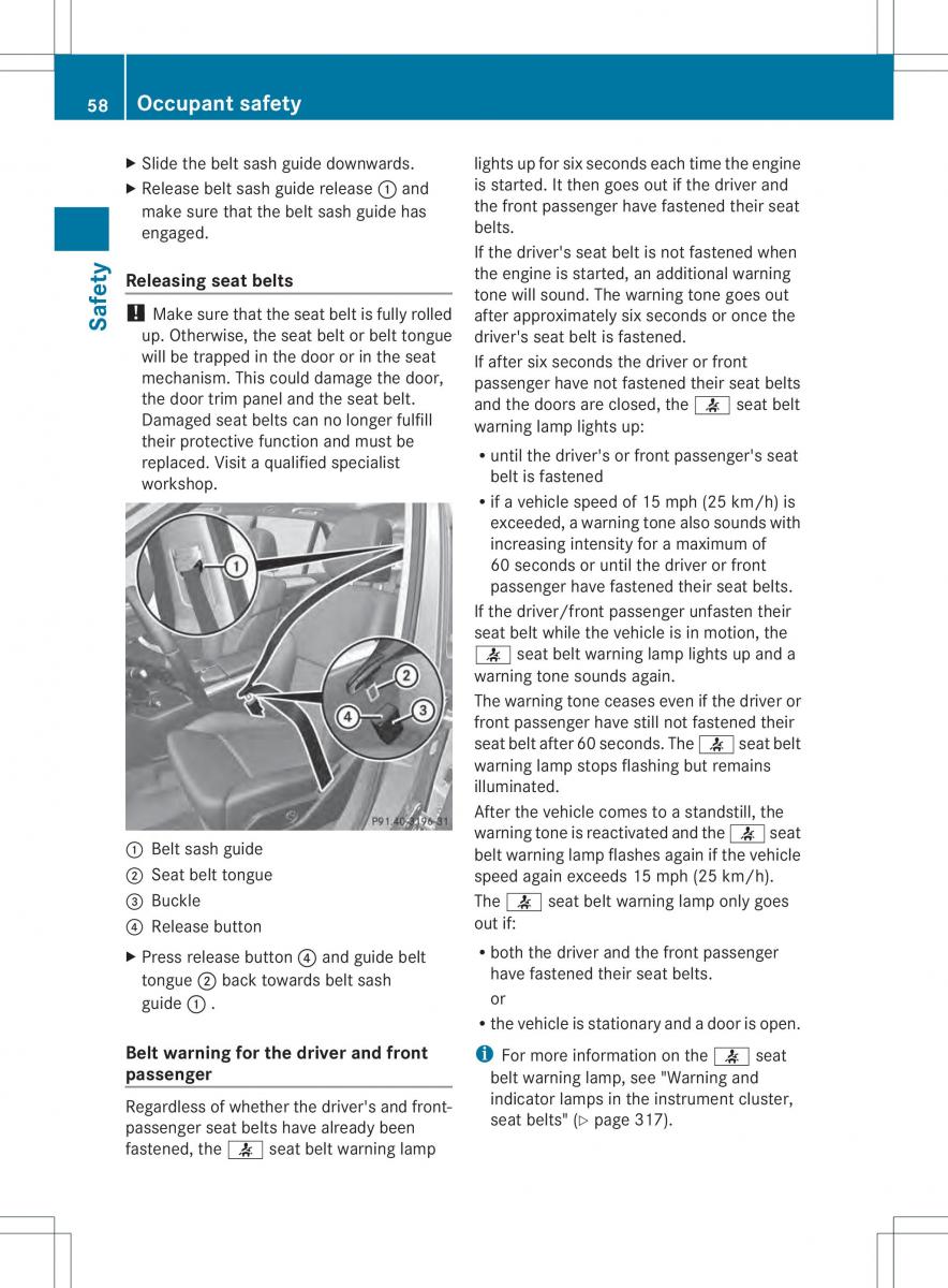 Mercedes Benz ML Class W166 owners manual / page 60