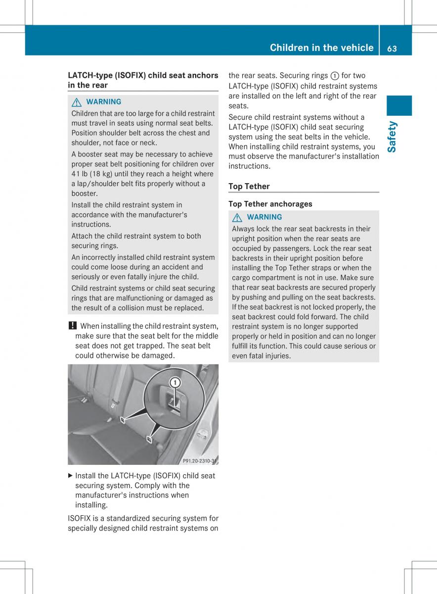 Mercedes Benz ML Class W166 owners manual / page 65