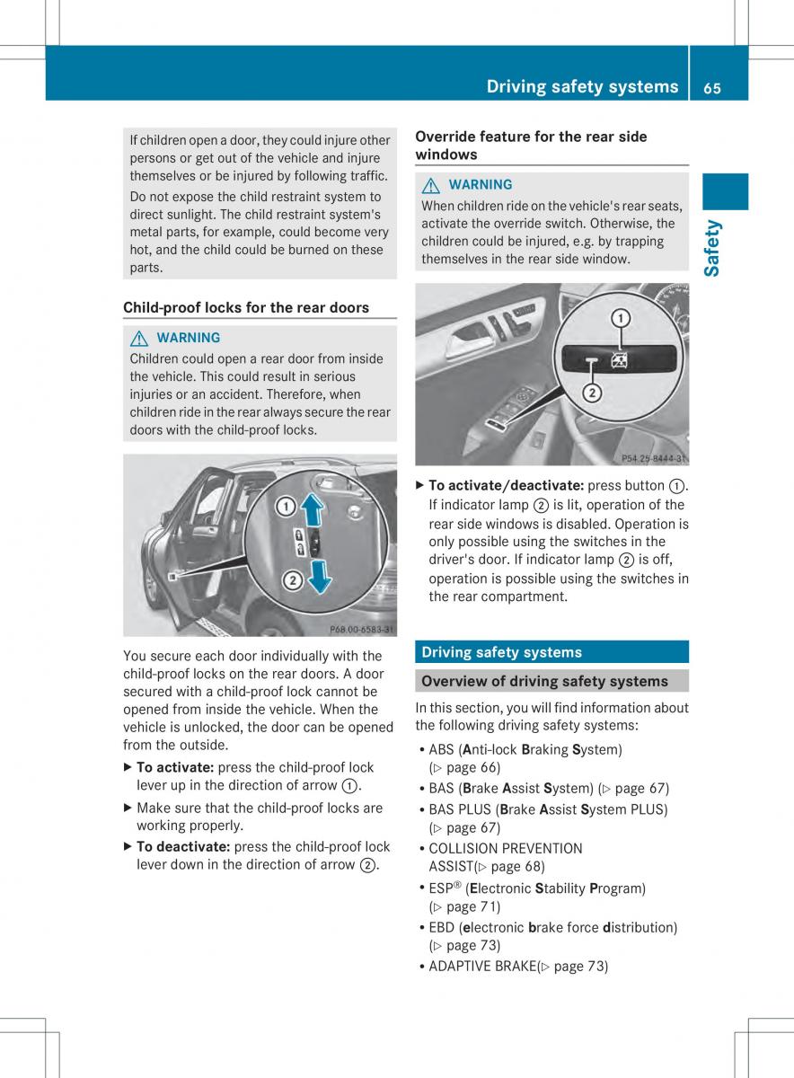 Mercedes Benz ML Class W166 owners manual / page 67