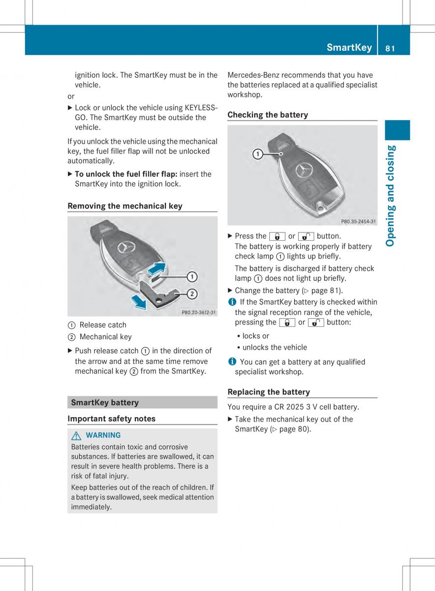 Mercedes Benz ML Class W166 owners manual / page 83