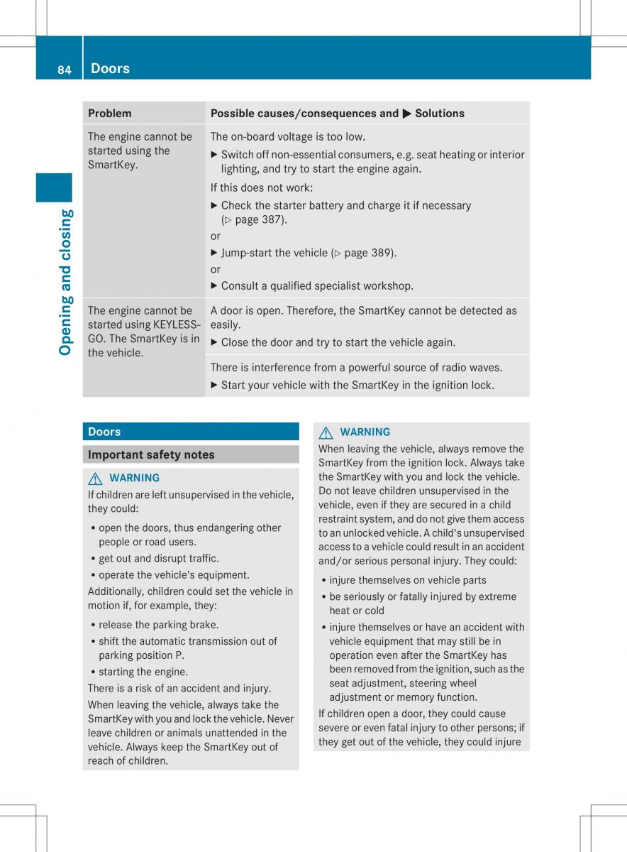 Mercedes Benz ML Class W166 owners manual / page 86