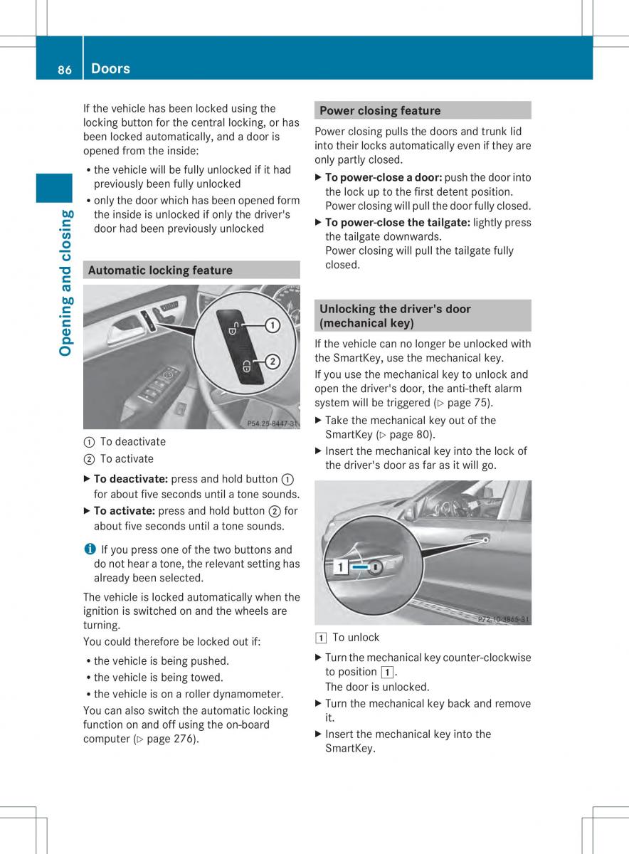 Mercedes Benz ML Class W166 owners manual / page 88