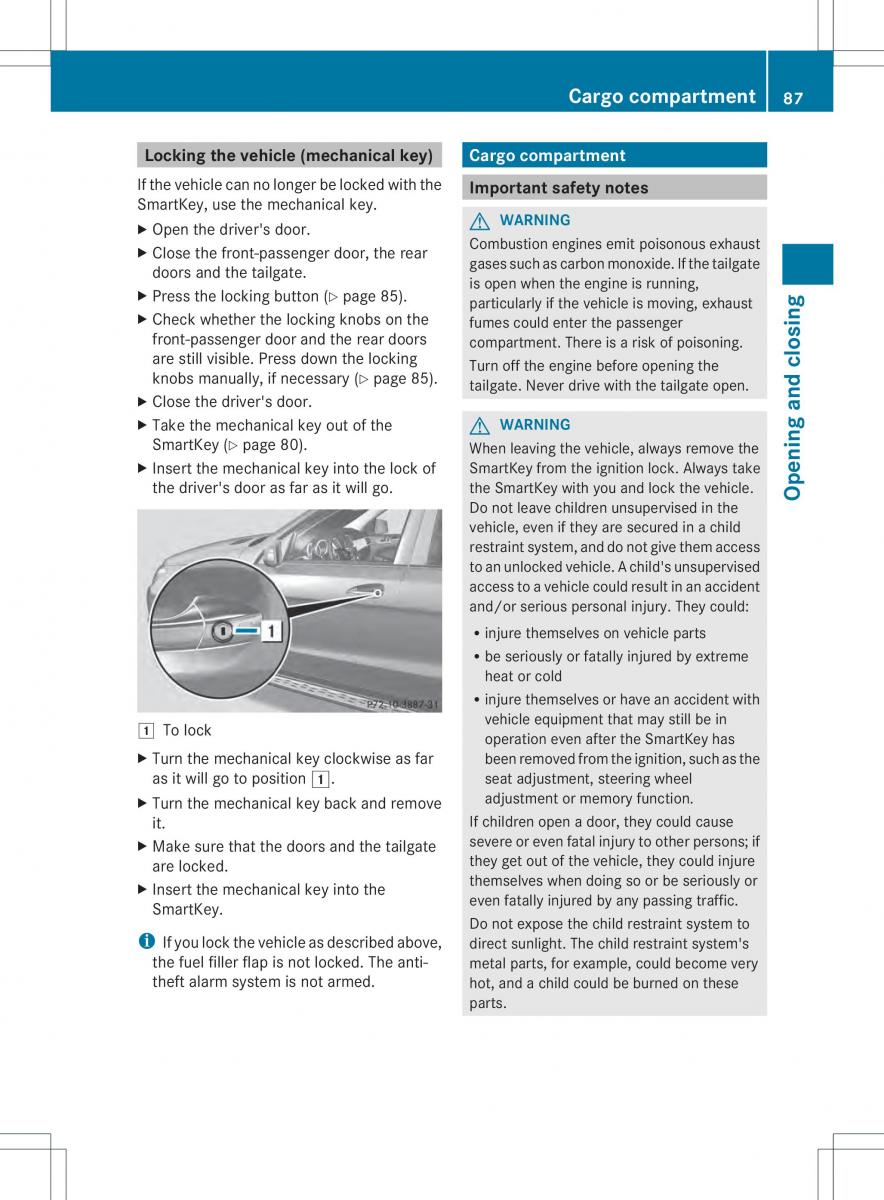 Mercedes Benz ML Class W166 owners manual / page 89