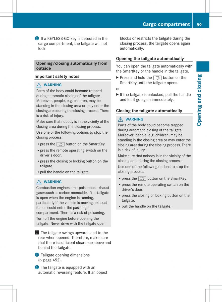 Mercedes Benz ML Class W166 owners manual / page 91