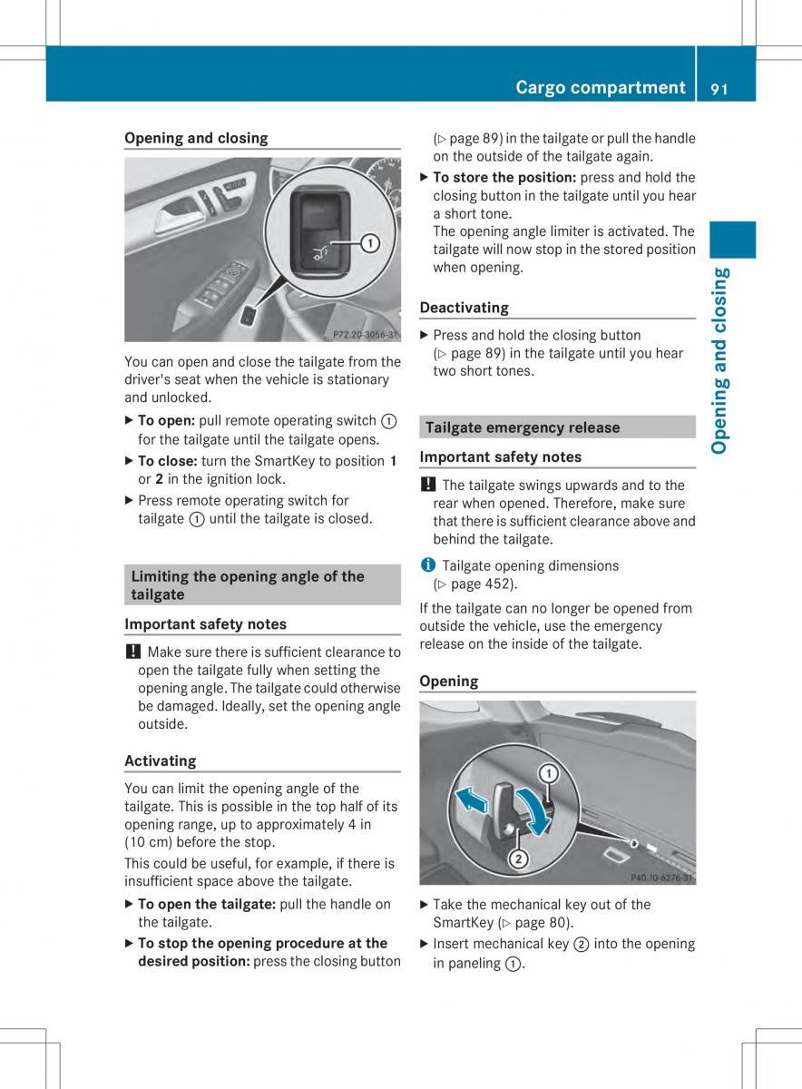 Mercedes Benz ML Class W166 owners manual / page 93