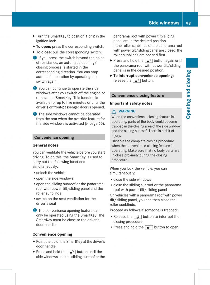 Mercedes Benz ML Class W166 owners manual / page 95