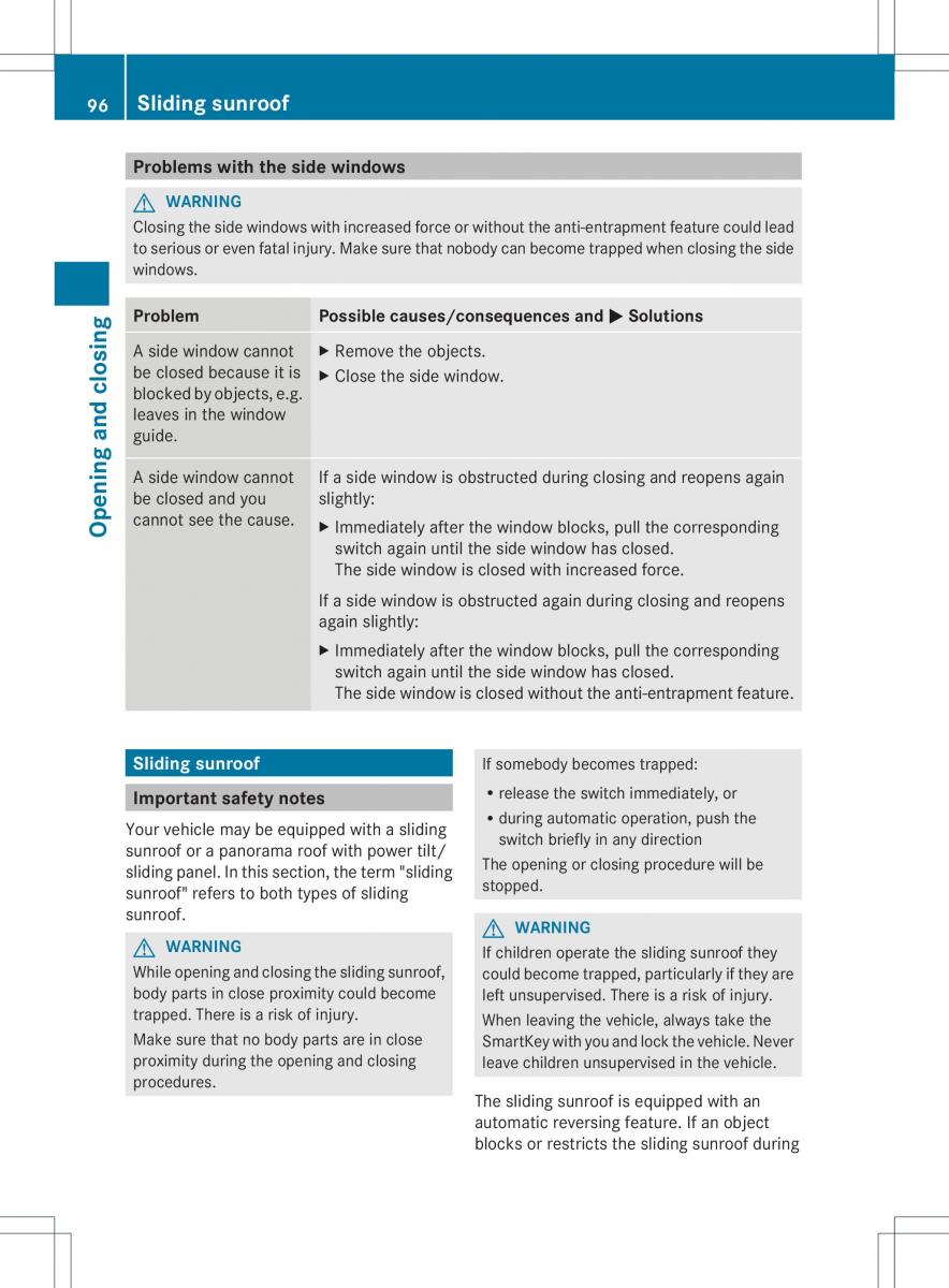 Mercedes Benz ML Class W166 owners manual / page 98