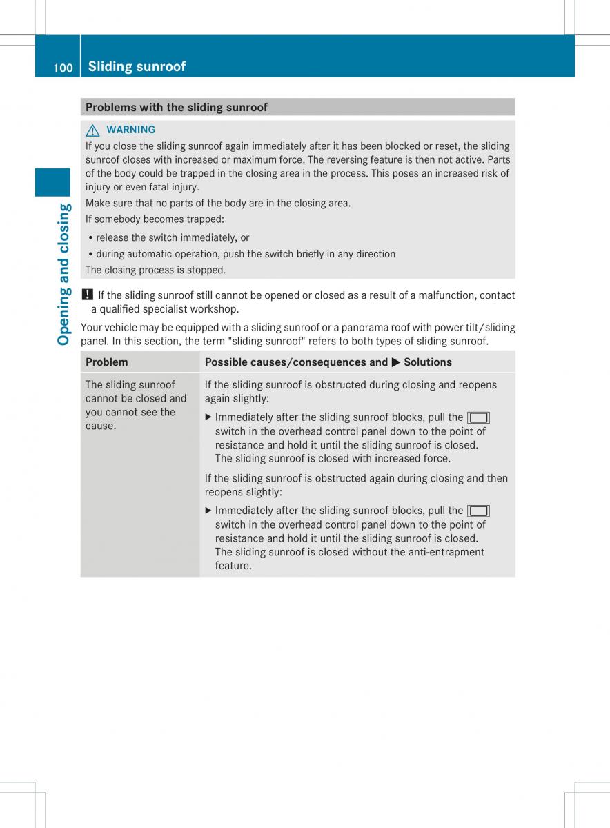 Mercedes Benz ML Class W166 owners manual / page 102