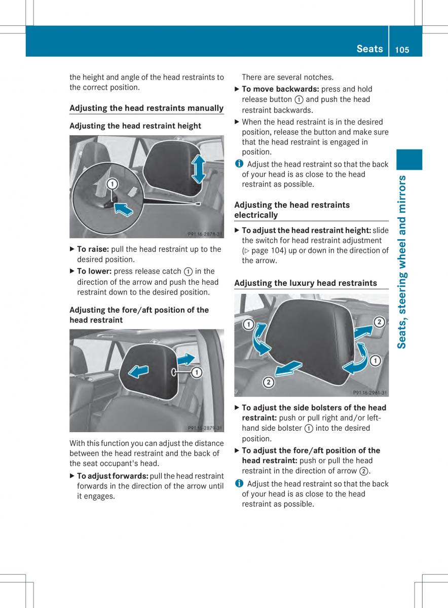 Mercedes Benz ML Class W166 owners manual / page 107