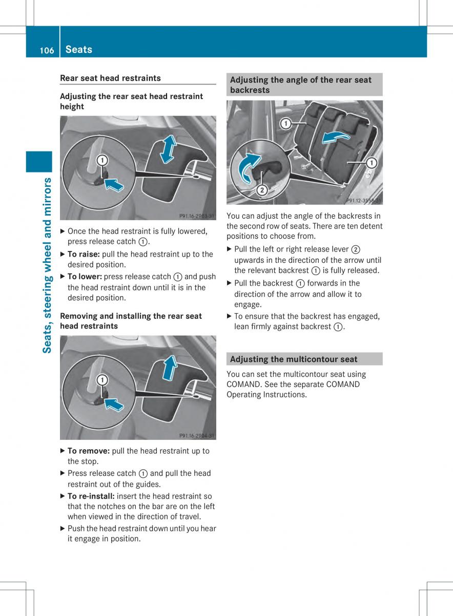 Mercedes Benz ML Class W166 owners manual / page 108