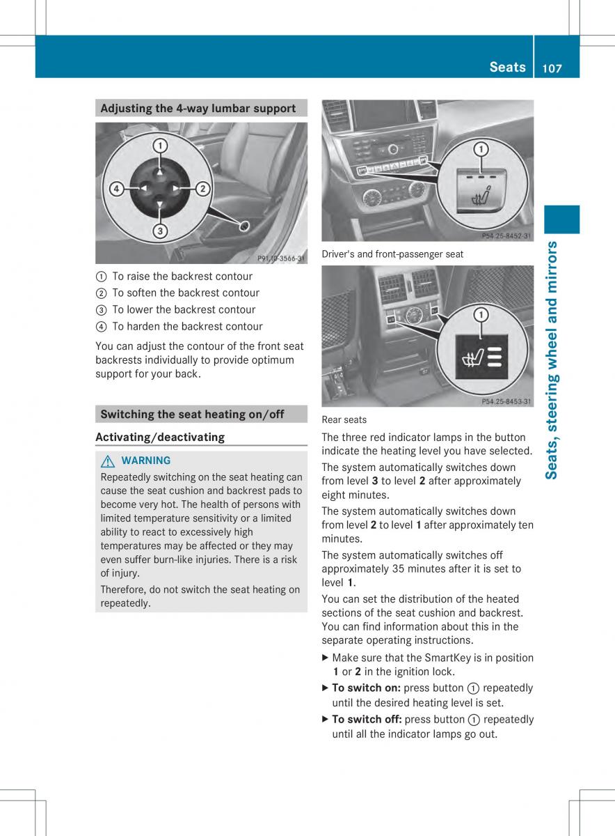 Mercedes Benz ML Class W166 owners manual / page 109