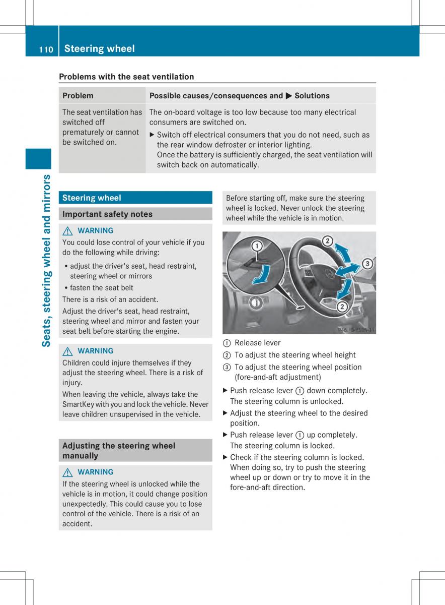 Mercedes Benz ML Class W166 owners manual / page 112