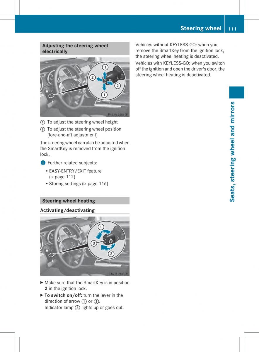 Mercedes Benz ML Class W166 owners manual / page 113