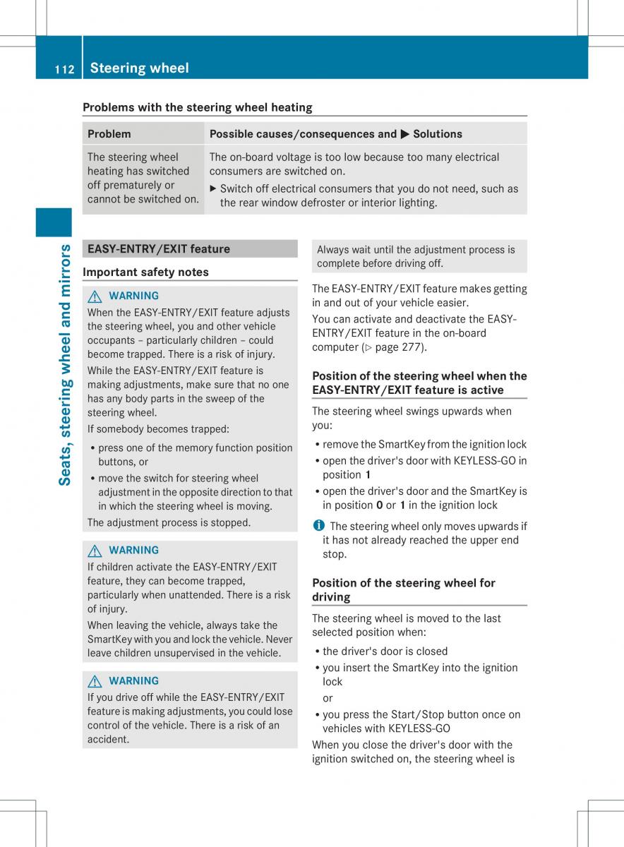 Mercedes Benz ML Class W166 owners manual / page 114