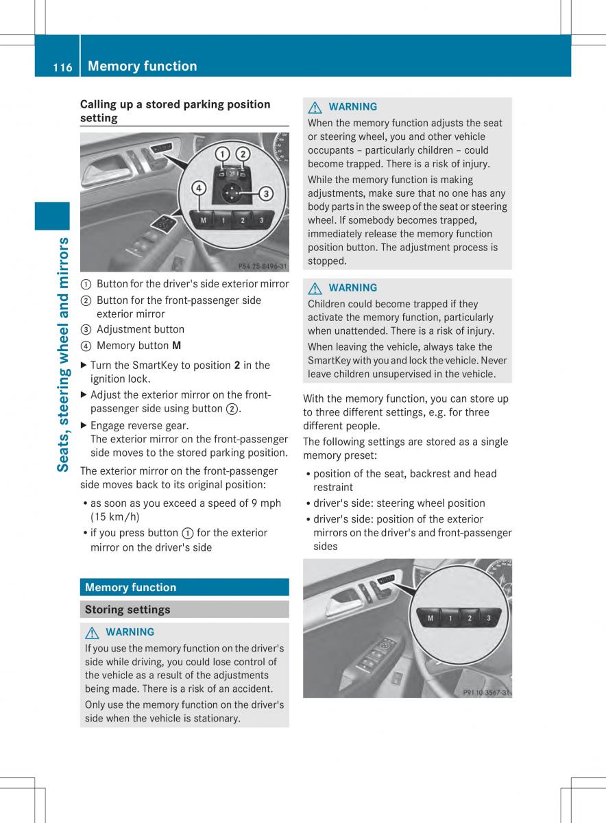 Mercedes Benz ML Class W166 owners manual / page 118