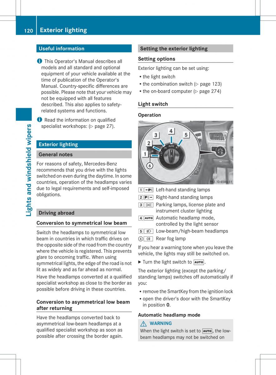 Mercedes Benz ML Class W166 owners manual / page 122