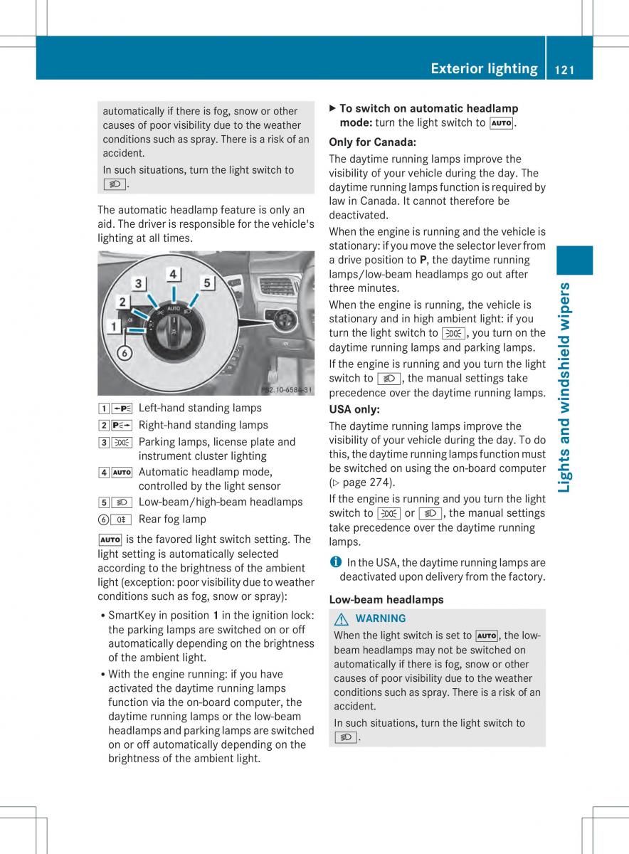 Mercedes Benz ML Class W166 owners manual / page 123