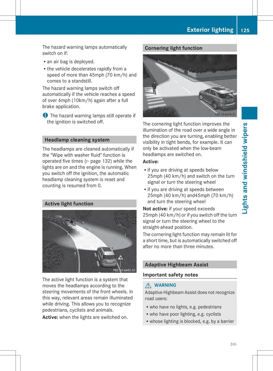 Mercedes Benz ML Class W166 owners manual / page 127