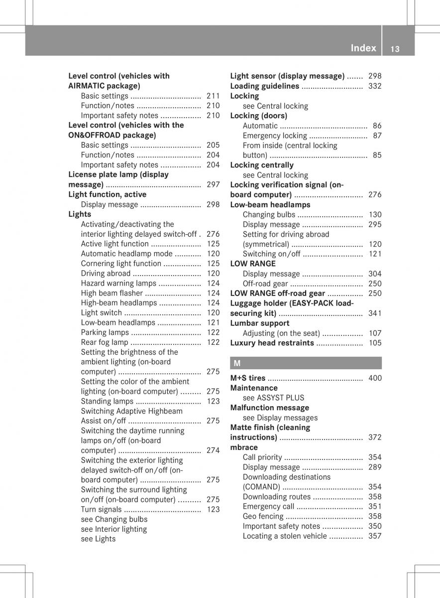 Mercedes Benz ML Class W166 owners manual / page 15