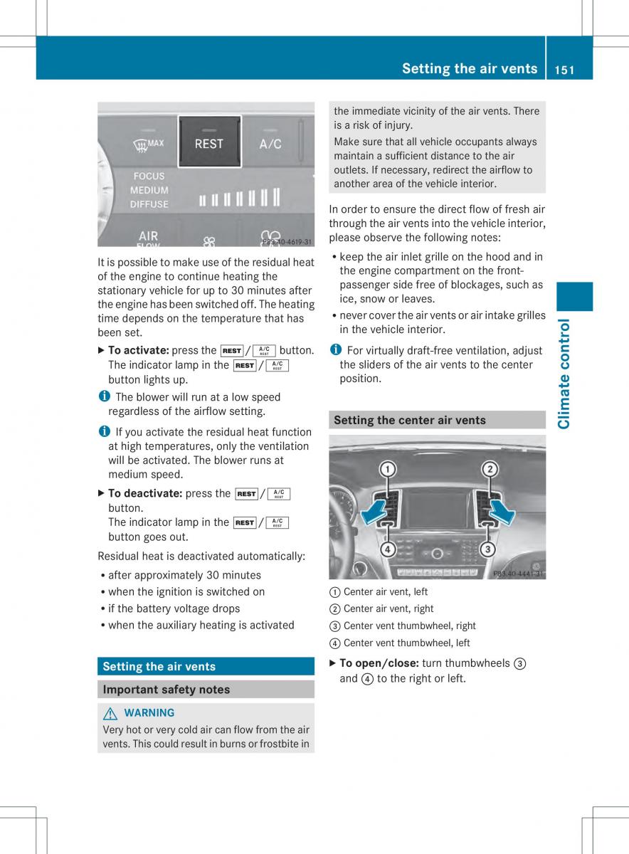 Mercedes Benz ML Class W166 owners manual / page 153